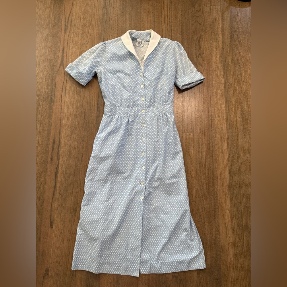 Vintage Laura Ashley Made in Great Britain Blue Button-Up Dress-Size 12